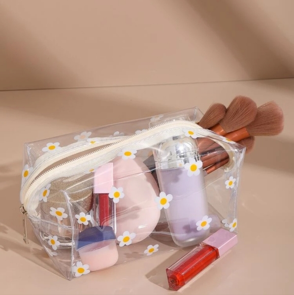 NEW Floral Clear Square Makeup Bag - Picture 2 of 5